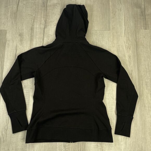 Athleta Black Triumph Full Zip Hoodie Jacket size Large Athletic Thumb Holes I - Picture 11 of 11